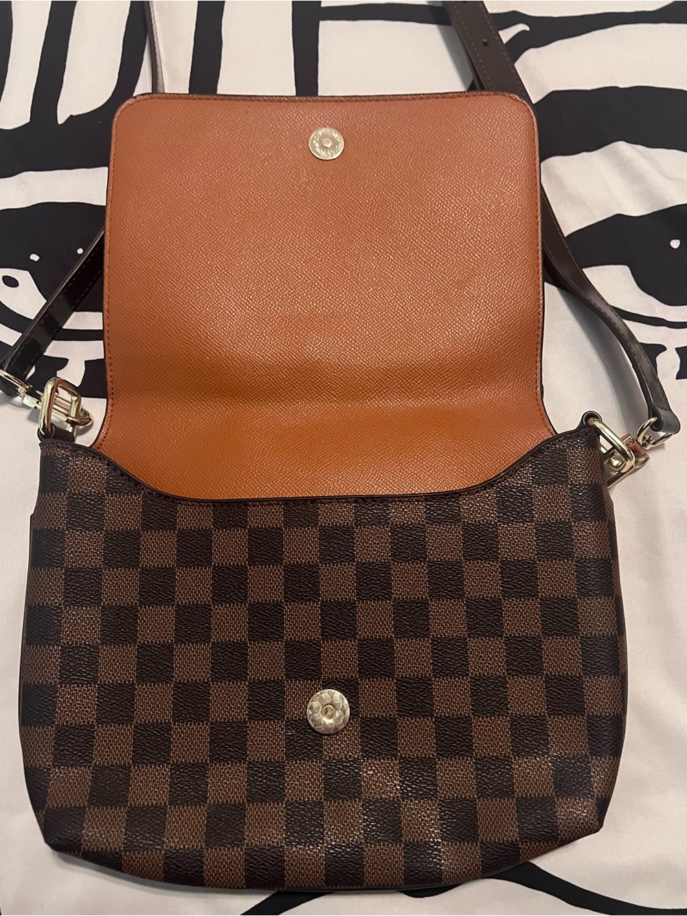 Checkerboard Brown Crossbody Bag - Picture 3 of 9